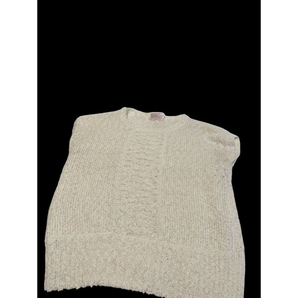 Vintage Sleeveless Knit Top Cream Cable Knit Sweater Vest Pullover - Picture 1 of 5